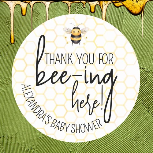 Baby Shower Bee Honeycomb Thank You Favor Classic Round Sticker