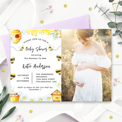 Baby Shower Bee Sunflower Photo  Invitation