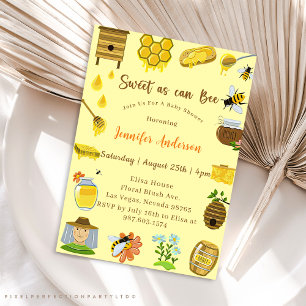 Baby Shower Bee Sweet As Can Bee Invitation