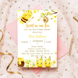 Baby Shower Bee Sweet As Can Bee Invitation