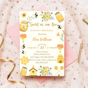Baby Shower Bee Sweet As Can Bee Invitation