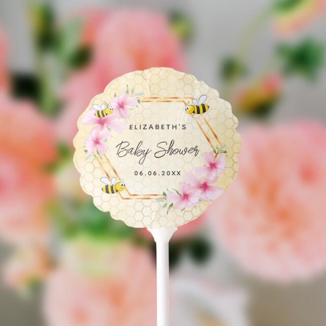 Baby Shower bees honeycomb pink flowers Balloon (Creator Uploaded)