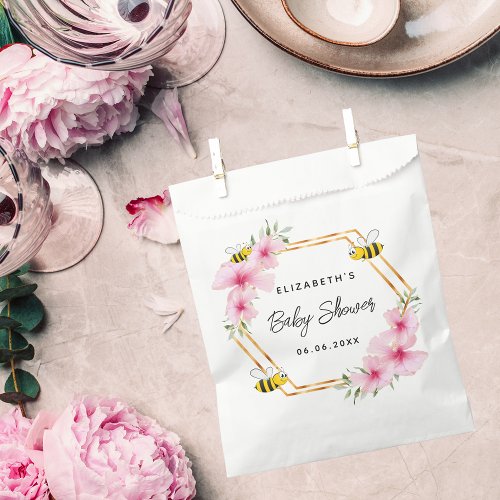 Baby Shower bees pink flowers Favor Bag