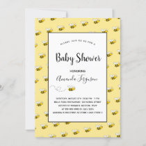 Baby shower bees yellow cute invitation