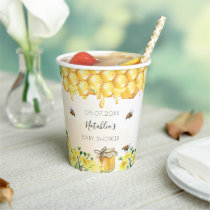 Baby Shower bees yellow floral backyard party Paper Cups