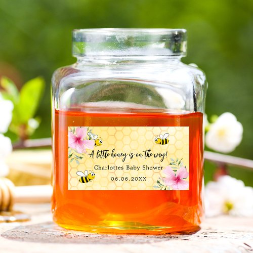 Baby Shower bees yellow honeycomb floral Label