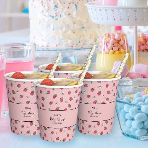 Baby Shower Berry Sweet Vintage Fruit Strawberry Paper Cups