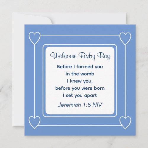 Baby Shower Bible Verse Striped Blue Invitation