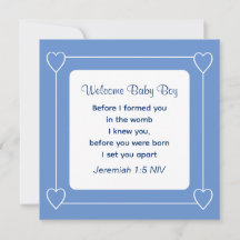 Baby Shower Bible Verse Striped Blue Invitation
