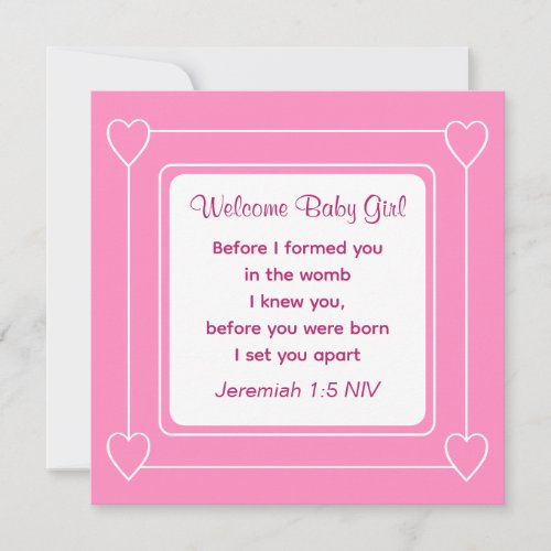 Baby Shower Bible Verse Striped Pink Invitation