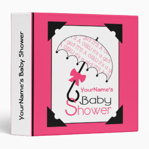 Baby Shower Binder - Hot Pink It's A Girl Umbrella