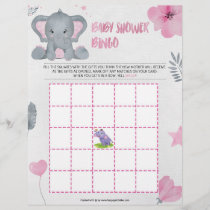 Baby Shower Bingo [Baby Elephant [Pink]] Letterhead