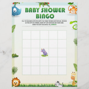 Baby Shower Bingo Baby Shower Game [Animal Theme] Letterhead