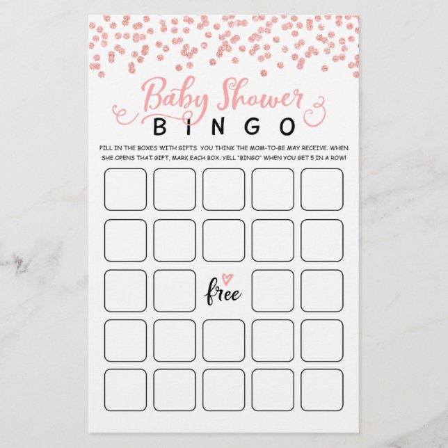 Baby Shower Bingo Baby Shower Party game (Front)
