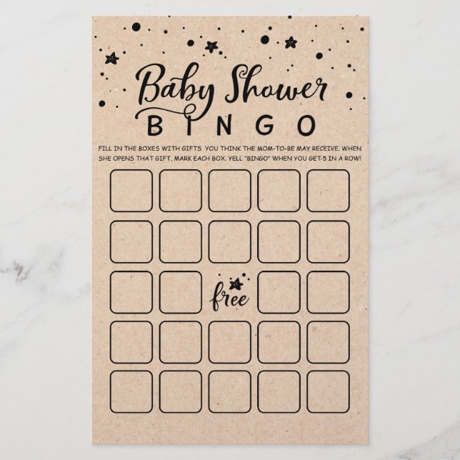 Baby Shower Bingo Baby Shower Party game (Front)