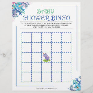 Baby Shower Bingo [Blue Floral] Letterhead