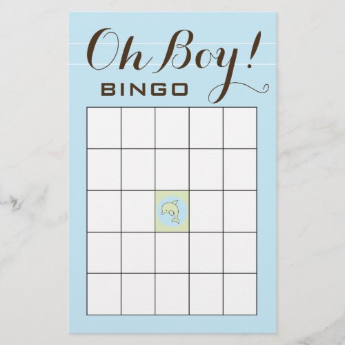 Baby Shower BINGO Blue Green Dolphin Flyer