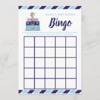 Baby shower bingo Blue travel themed game Invitation