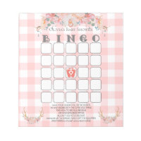 Baby Shower Bingo BOHO Baby Coral  Gingham Notepad