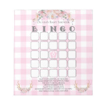 Baby Shower Bingo BOHO Baby Pink Gingham Notepad