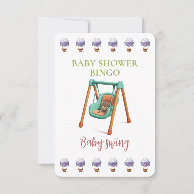 Baby Shower Bingo Card, Funny Game- Baby swing (Front)