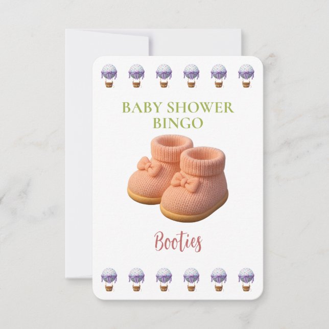 Baby Shower Bingo Card, Funny Game- Booties (Front)