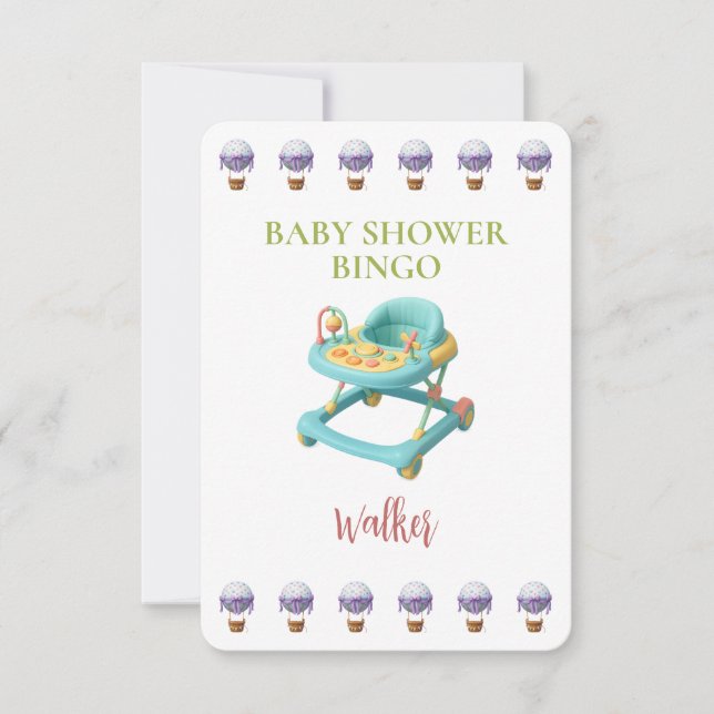 Baby Shower Bingo Card, Funny Game- Walker (Front)