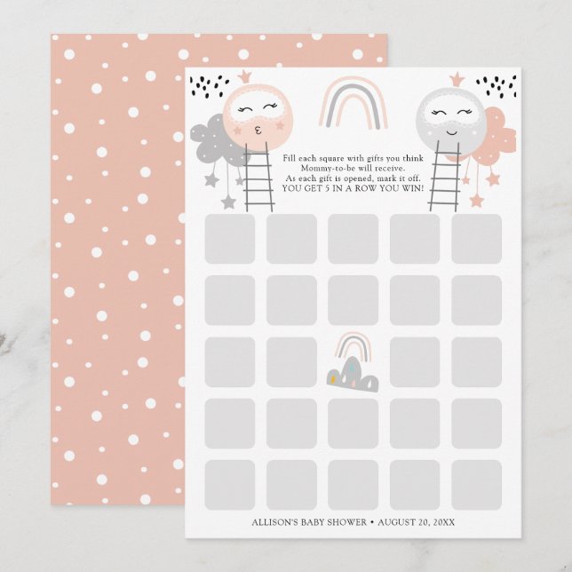 Baby Shower Bingo Card | Pathway to the Moon (Front/Back)