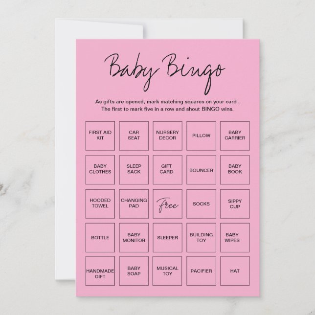 Baby Shower Bingo Cards, Unique Prefilled Baby Bin Invitation (Front)