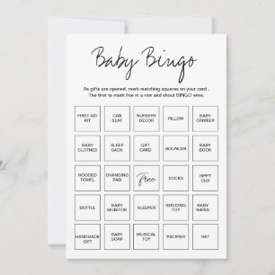 Baby Shower Bingo Cards, Unique Prefilled Baby Bin Invitation