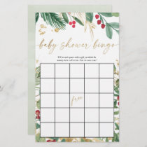 Baby shower bingo christmas holiday greenery gold