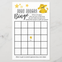 Baby Shower Bingo Colorful Tiger Game Card