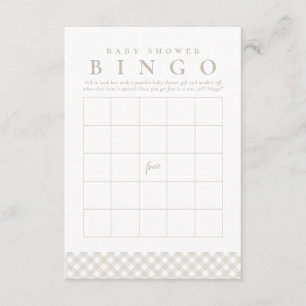 Baby shower bingo cute neutral gingham party card