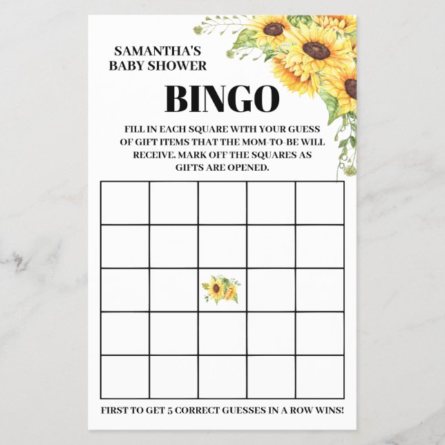 Baby Shower Bingo english spanish game card Flyer (Front)