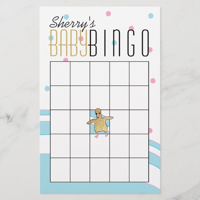 Baby Shower BINGO "Flamingo Mommy & Baby" Flyer (Front)