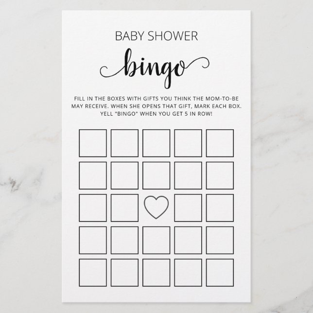 Baby Shower Bingo Game Baby Shower party (Front)