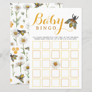 Baby Shower Bingo Game   Bumblebee Honey Bee Theme