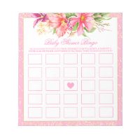 Baby Shower Bingo Game Chic Flowers Bouquet Pink Notepad