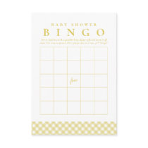 Baby shower bingo game cute yellow gingham card