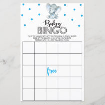 Baby Shower Bingo Game | Elephant Boy, Blue, Dots