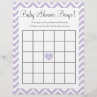 Baby shower bingo game in lavender