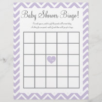 Baby shower bingo game in lavender