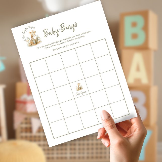 Baby Shower Bingo Game New Chapter Begins Giraffe  Invitation (Creator Uploaded)