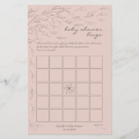 Baby Shower Bingo Game Pink Flower