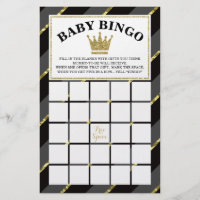 Baby Shower Bingo Game, Prince, Black and Gold Flyer