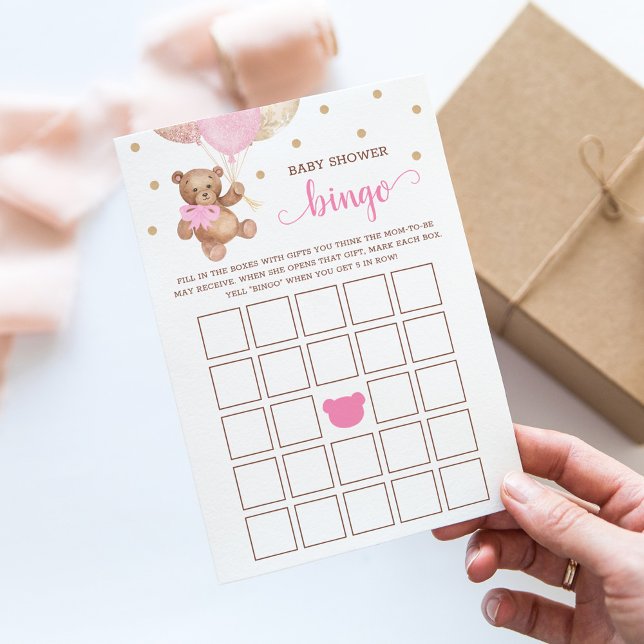 Baby Shower Bingo Game Teddy Bear Card (Creator Uploaded)