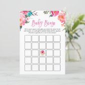 Baby Shower Bingo Game | Watercolor Pink Floral Invitation (Standing Front)