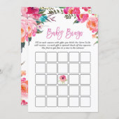 Baby Shower Bingo Game | Watercolor Pink Floral Invitation (Front/Back)