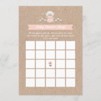 Baby Shower Bingo Girl Lamb Game Card