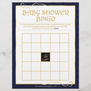 Baby Shower Bingo [Golden Blue] Letterhead